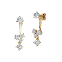 Round Cut Diamond Bezel Set Front Back Earrings
