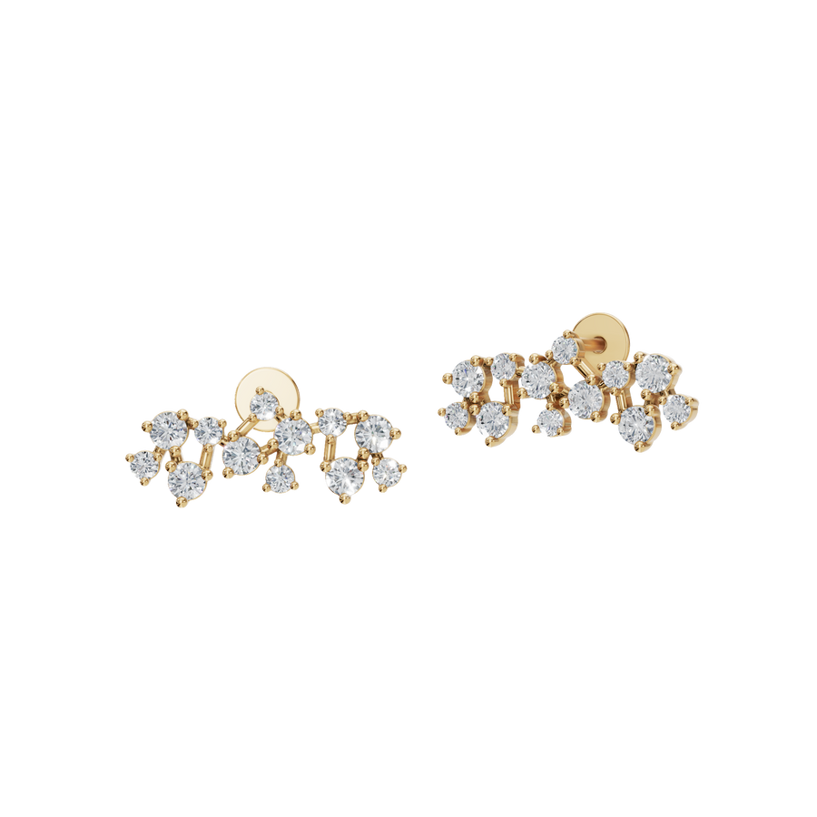 Minimalist Round Cut Diamond Cluster Stud Earrings