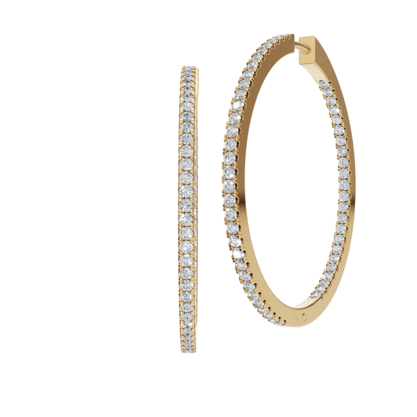0.94 CTW Diamond Inside-Out Hoops | Statement Gold Hoop Earrings
