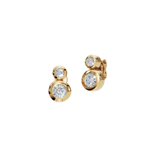 0.52 CTW Diamond Drop Stud Earrings | Solid Gold Bezel Set Lab Diamond Earrings for Her