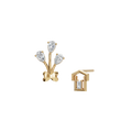 Minimalist Pear Cut Diamond Bezel Set Floral Stud Earrings
