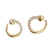 Minimalist Round Cut Diamond Bezel Set Open Hoop Earrings