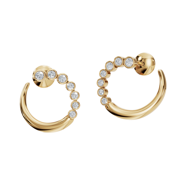 0.56 Carat Round Diamond Open Hoop Earrings – Minimalist Bezel Diamond Hoops