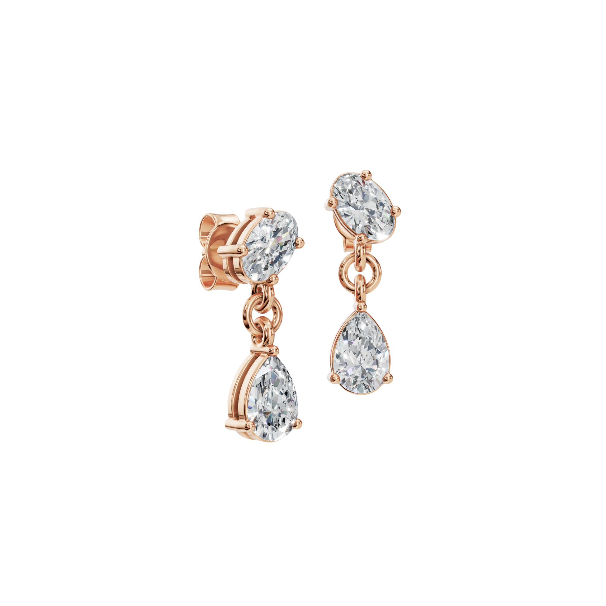 1.15 CTW Oval & Pear Lab Grown Diamond Drop Earrings | Minimalist Diamond Dangle Earrings