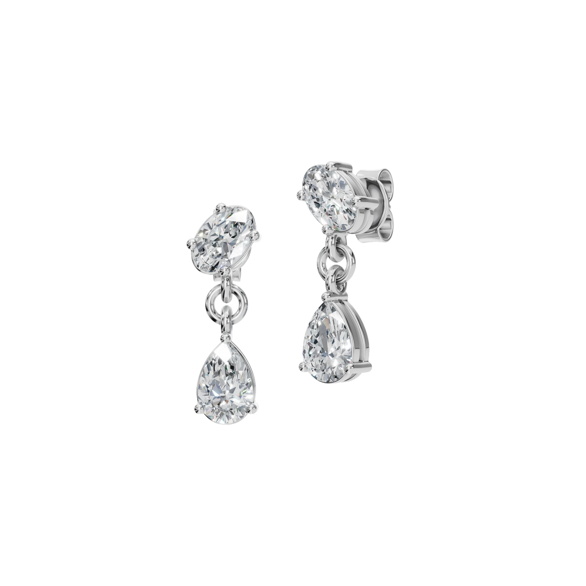 1.15 CTW Oval & Pear Lab Grown Diamond Drop Earrings | Minimalist Diamond Dangle Earrings
