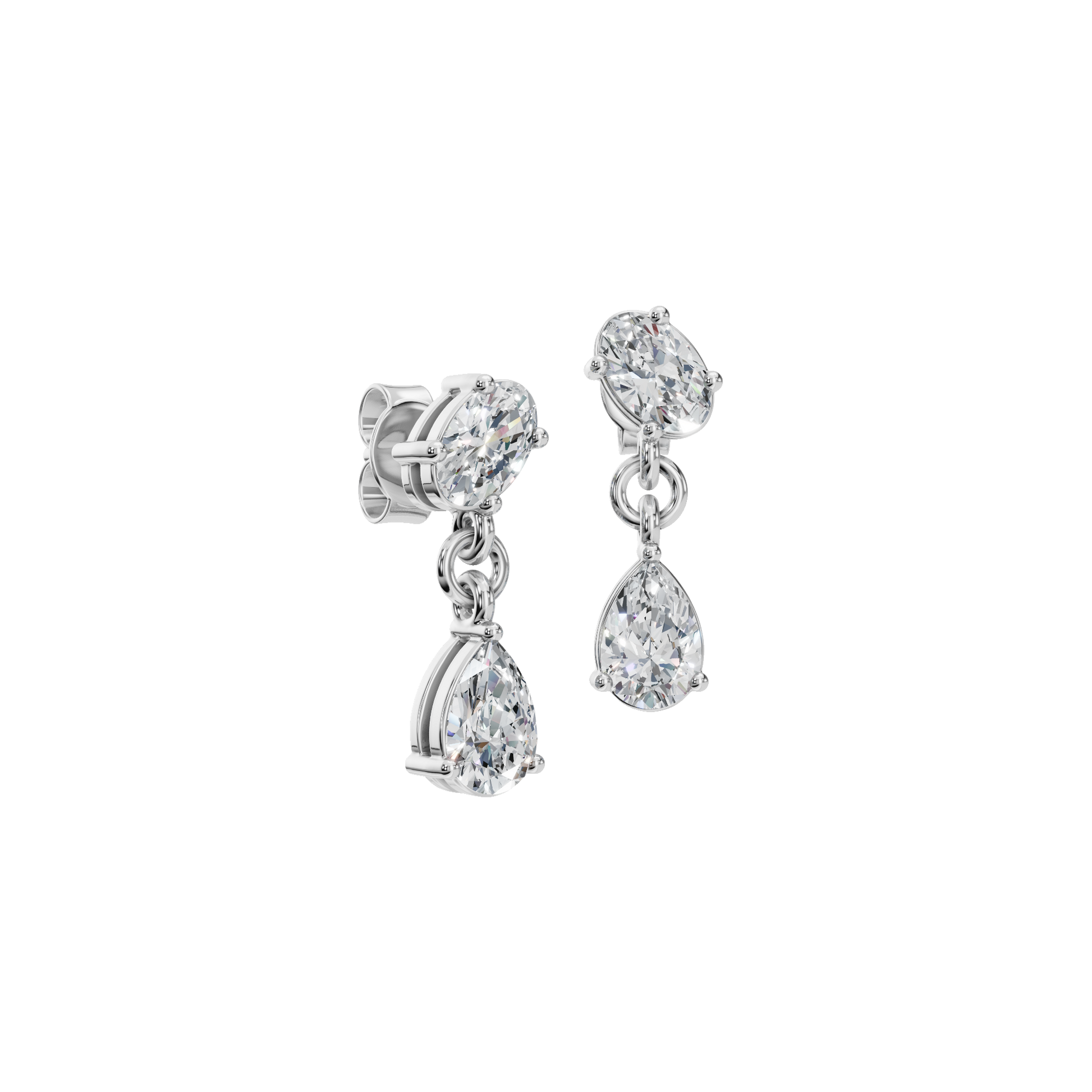 1.15 CTW Oval & Pear Lab Grown Diamond Drop Earrings | Minimalist Diamond Dangle Earrings