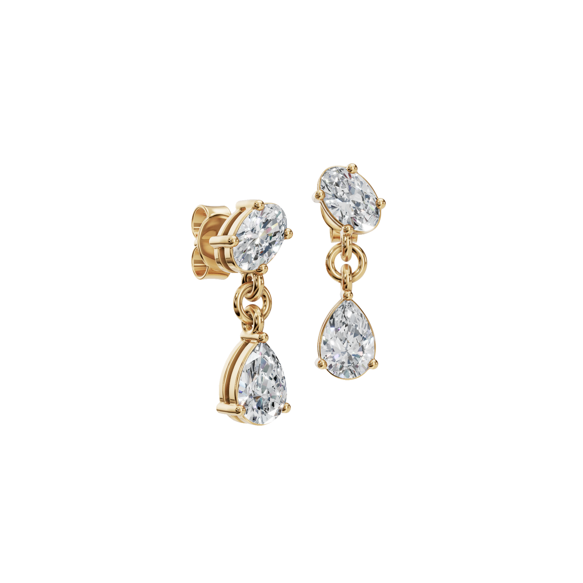 1.15 CTW Oval & Pear Lab Grown Diamond Drop Earrings | Minimalist Diamond Dangle Earrings