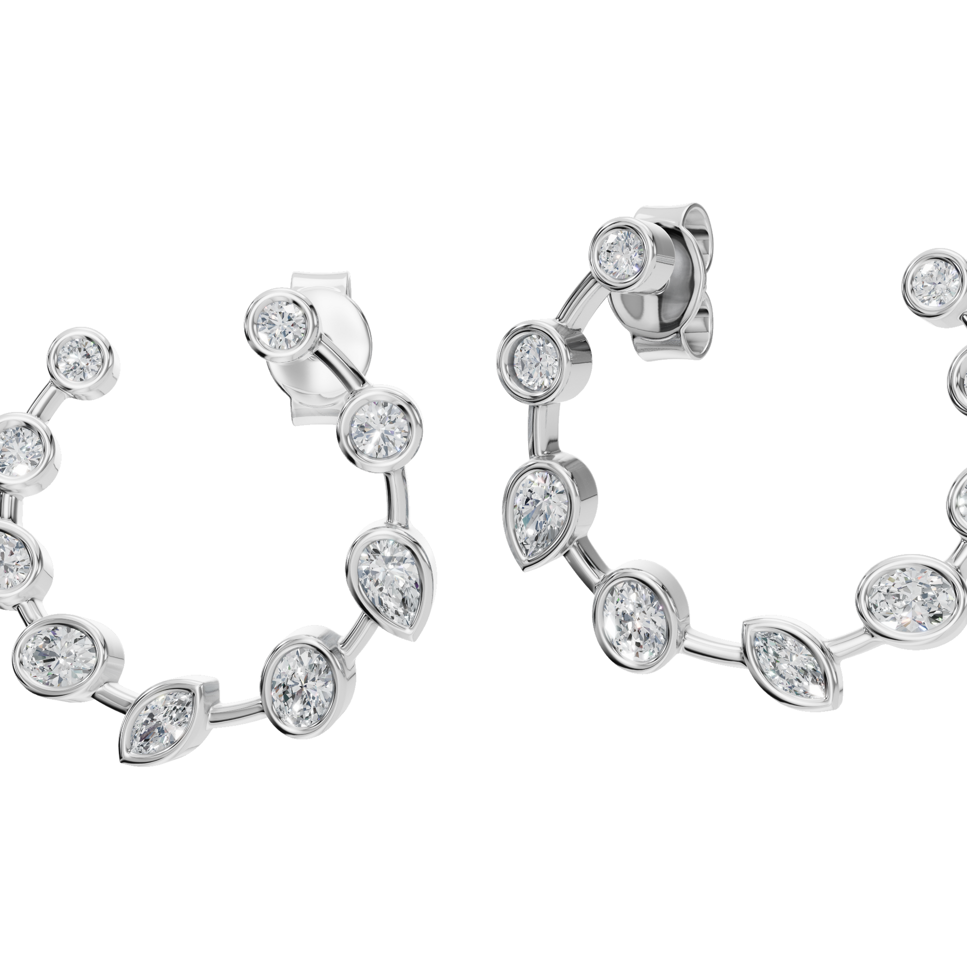 Modern Muse Bezel-Set Lab Grown Diamond Hoops