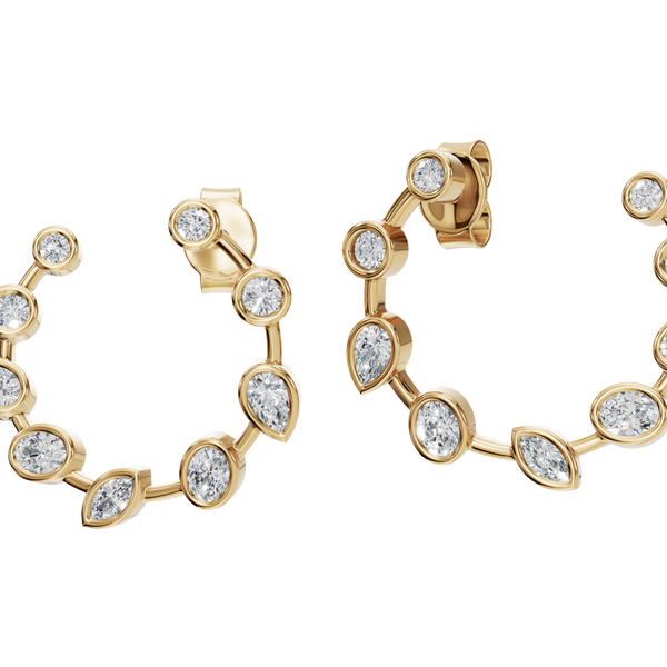 0.13 CTW Mixed Shape Diamond Half Hoop Earrings – Chic & Elegant Look