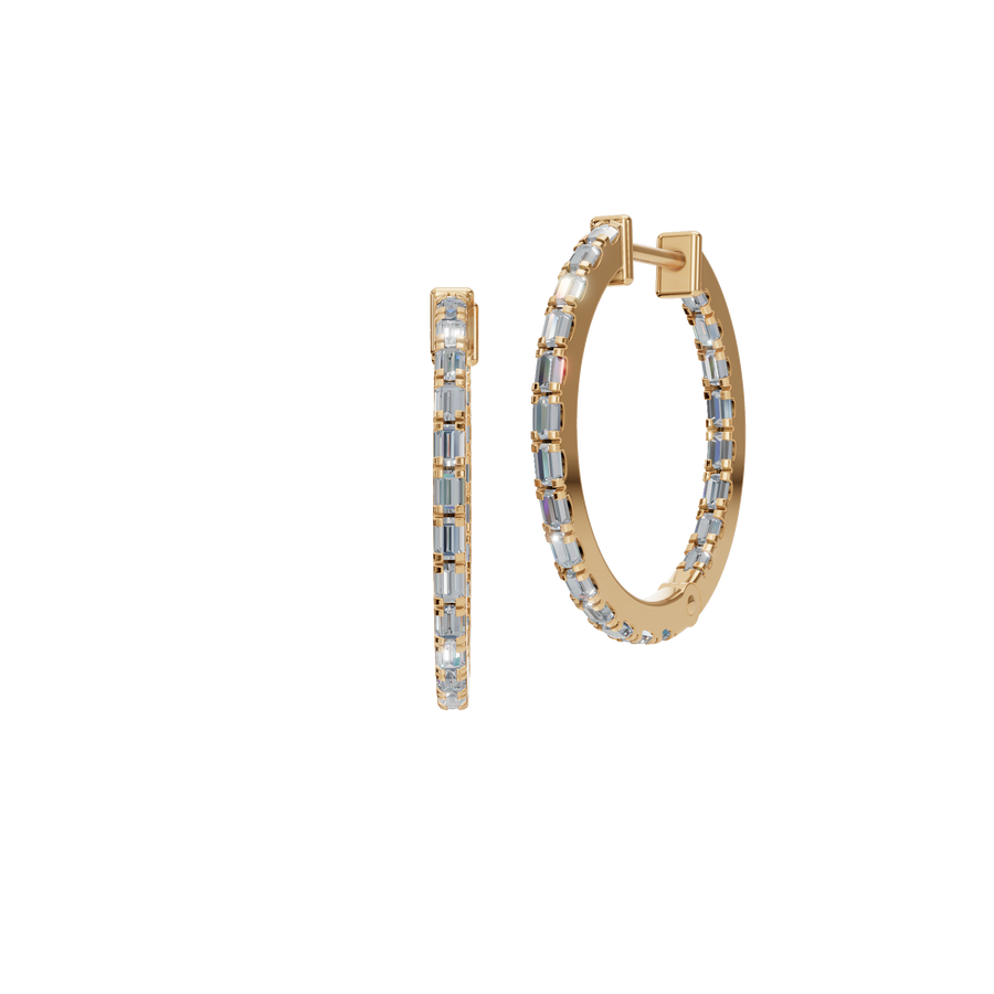 Minimalist Lab Grown Diamond Baguette Cut Bezel Set Open Hoop Earrings