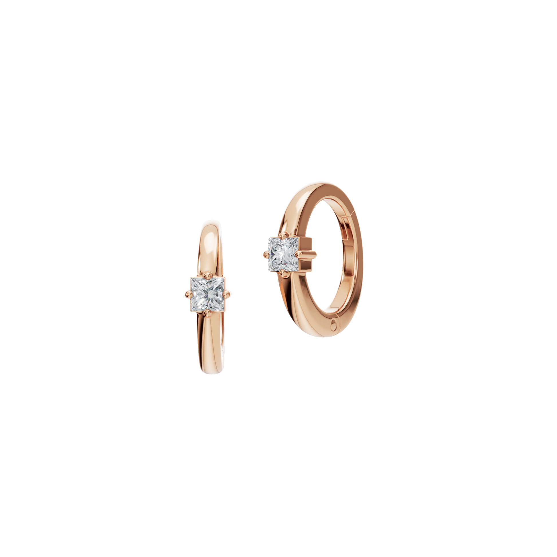 0.34 CTW Princess Cut Lab Grown Diamond Hoop Earrings | Modern Gold Huggies