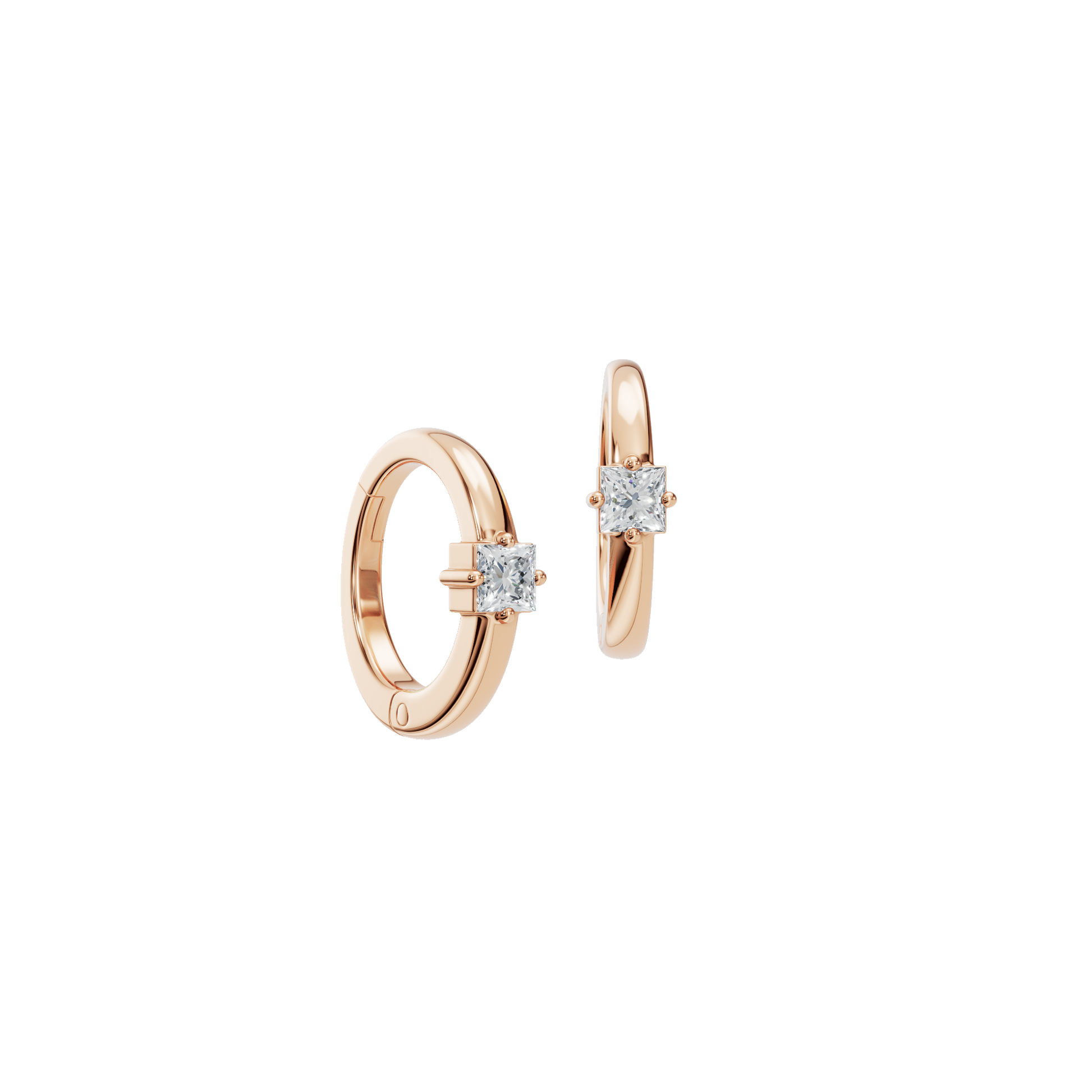 0.34 CTW Princess Cut Lab Grown Diamond Hoop Earrings | Modern Gold Huggies