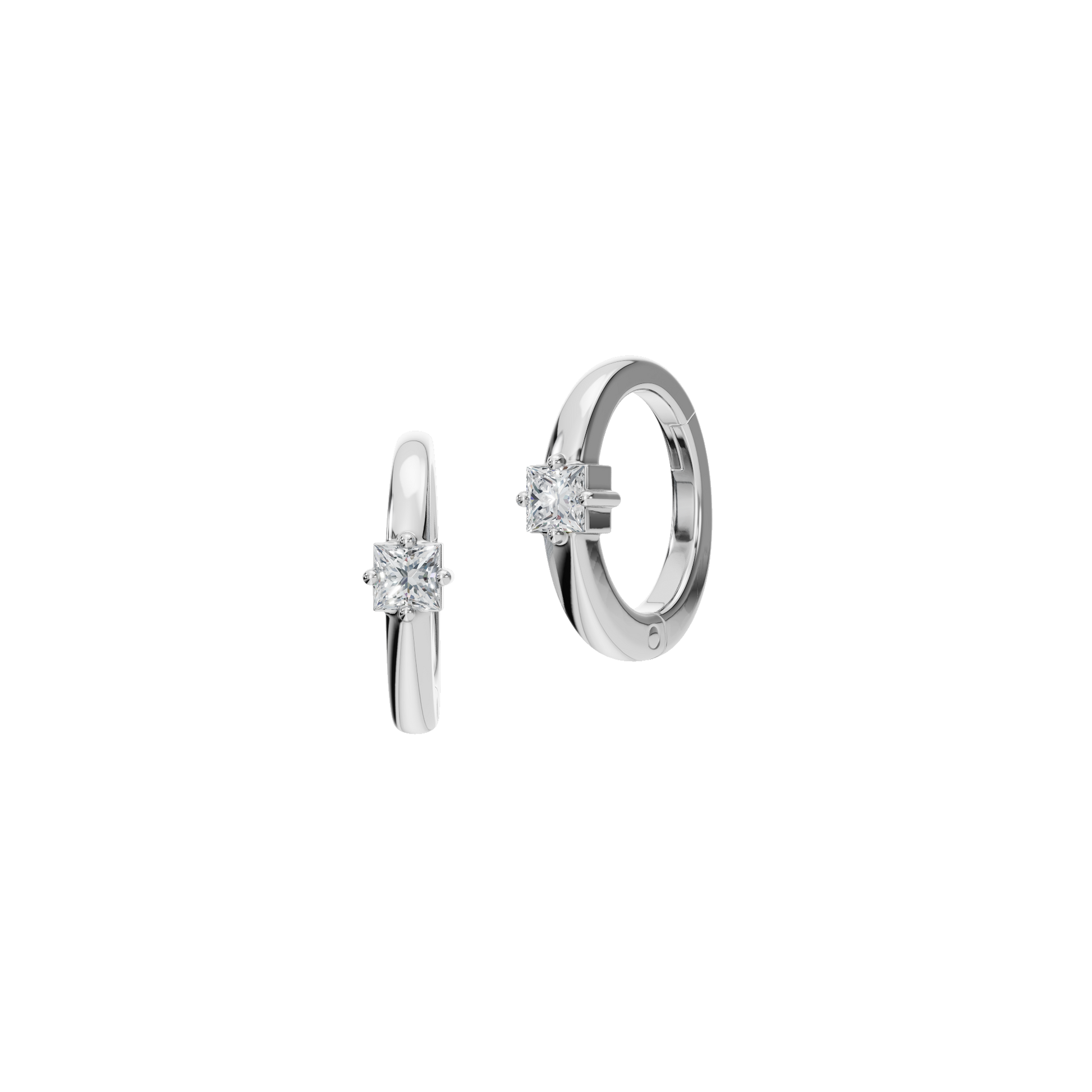 0.34 CTW Princess Cut Lab Grown Diamond Hoop Earrings | Modern Gold Huggies