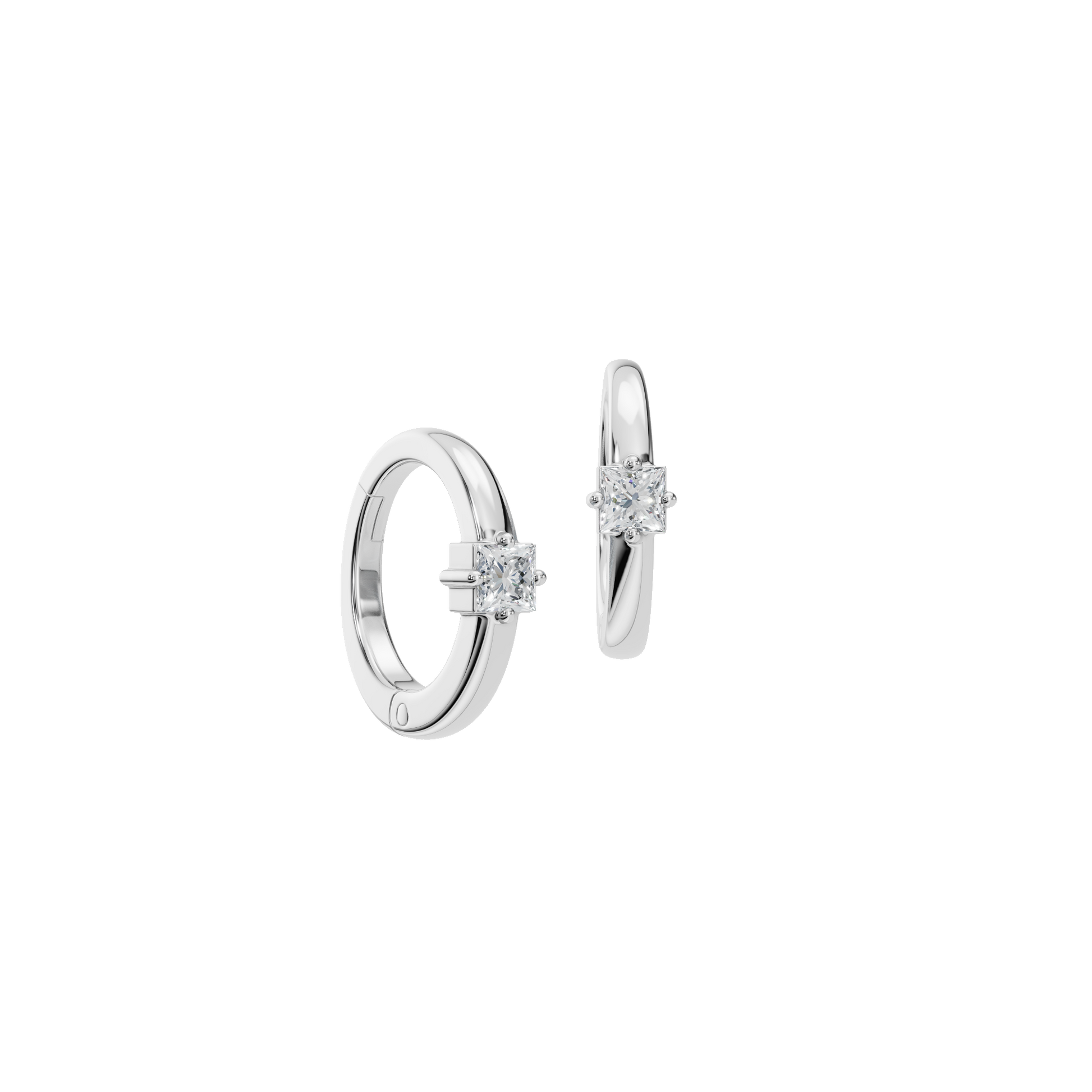 0.34 CTW Princess Cut Lab Grown Diamond Hoop Earrings | Modern Gold Huggies