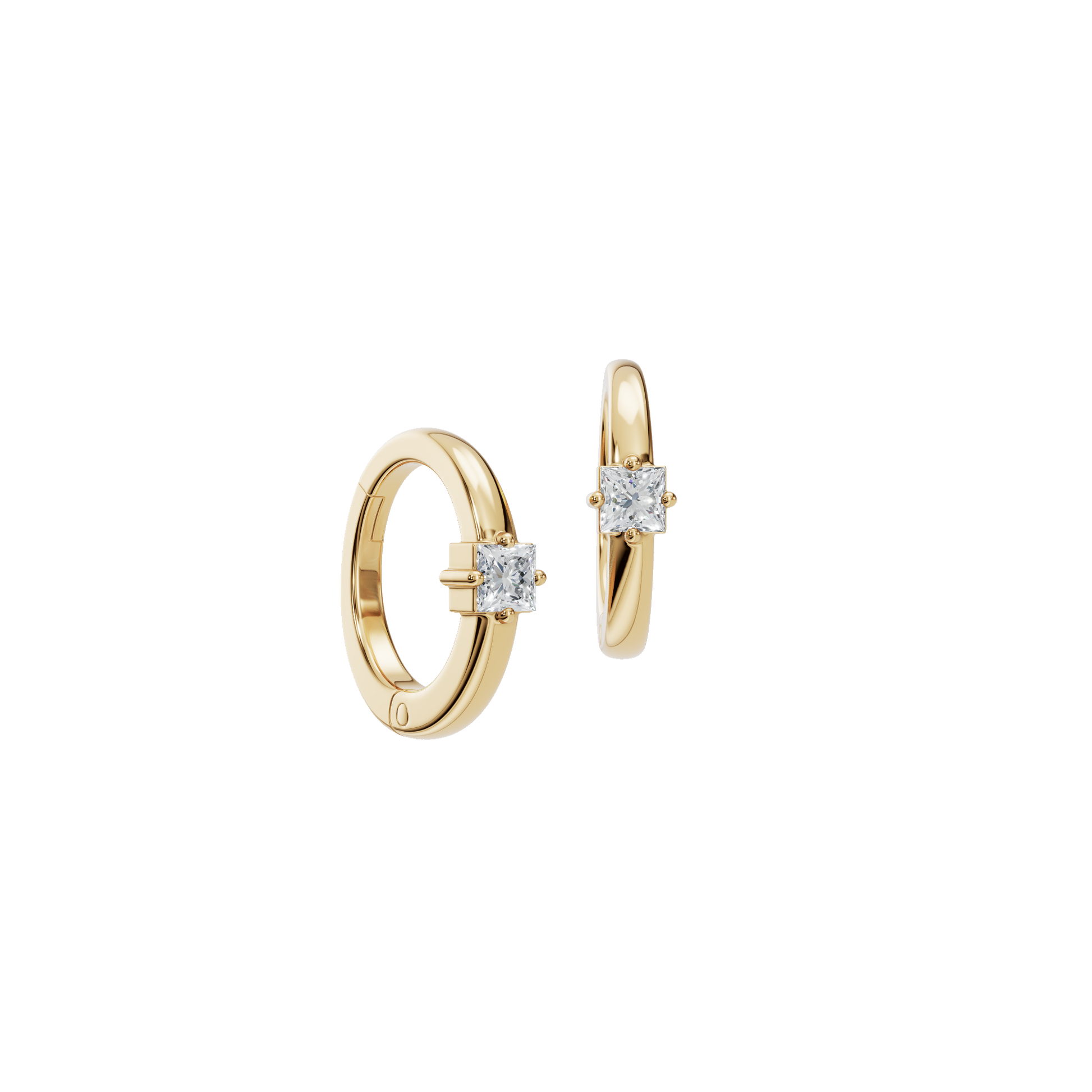 0.34 CTW Princess Cut Lab Grown Diamond Hoop Earrings | Modern Gold Huggies