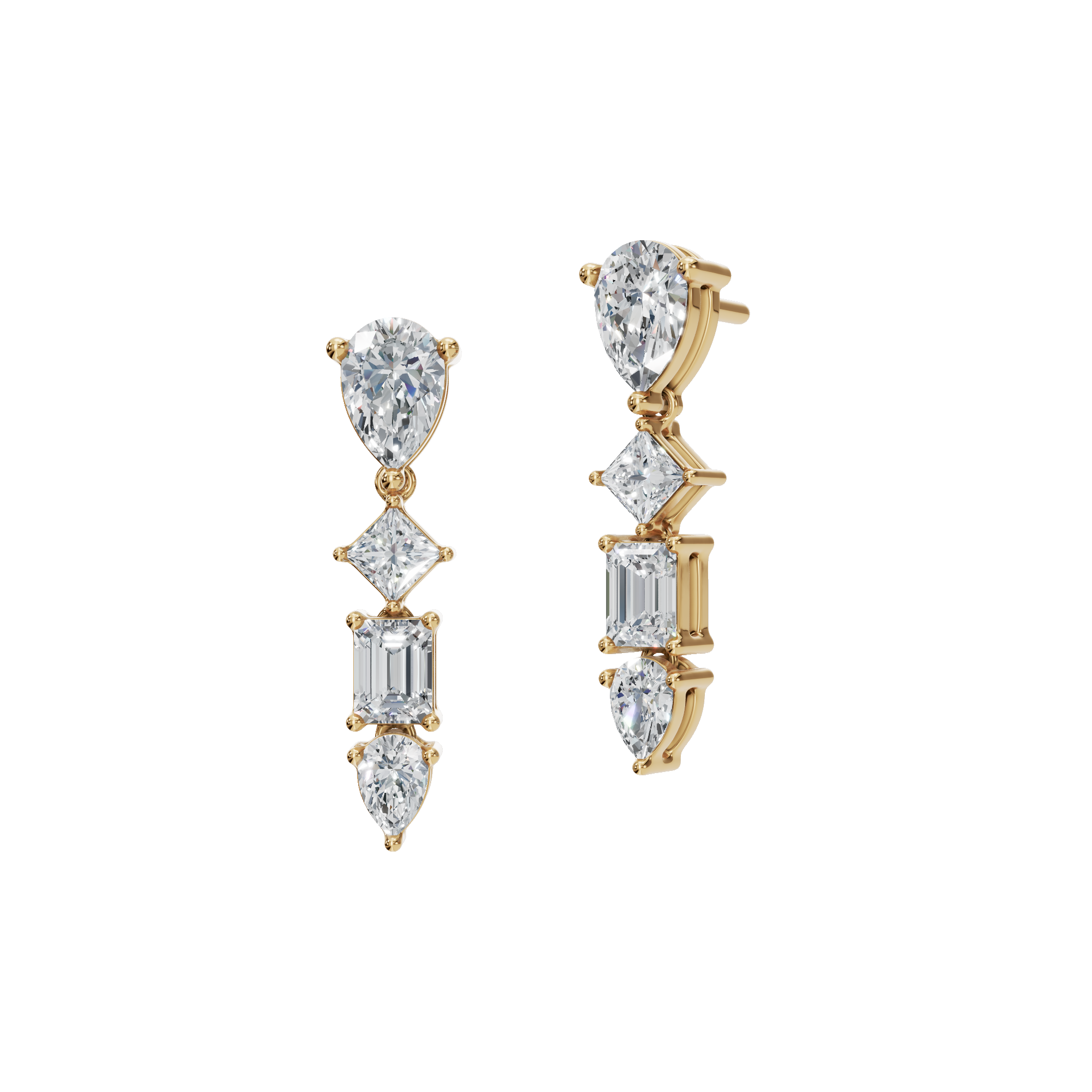 Brilliant Mixed-Cut Diamond Dangle Earrings – Fine Gold Celebration Jewelry