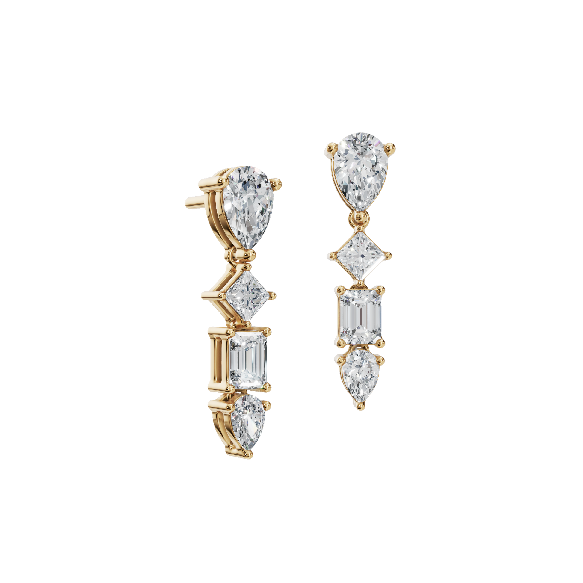 Brilliant Mixed-Cut Diamond Dangle Earrings – Fine Gold Celebration Jewelry