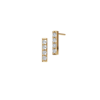 Modern Minimalist Round Cut Diamond Bezel Set Line Earrings