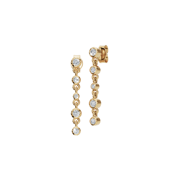 0.30 Carat Round Diamond Dangle Earrings – Minimalist Bezel Drop Earrings