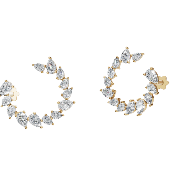 0.95 CTW Lab-Grown Diamond Ear Climber Stud Earrings, Curved Diamond Earrings