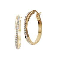 Round Cut Diamond Bezel Set Hoop Earrings