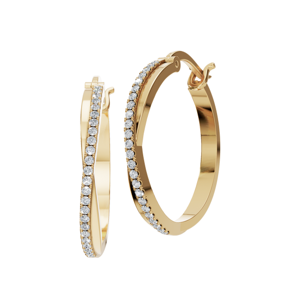 0.21 CTW Round Diamond Hoop Earrings, 10K Yellow Gold
