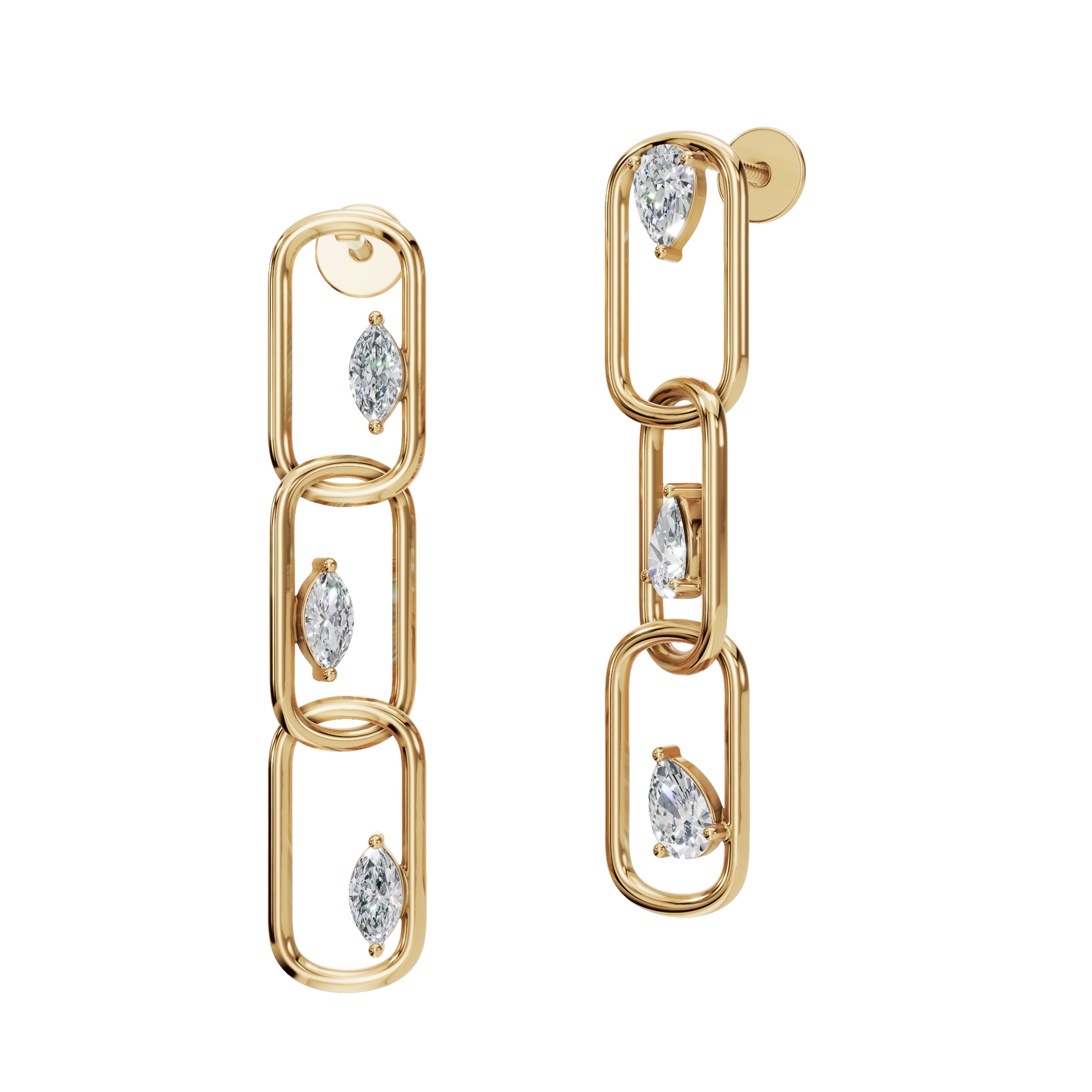 Chain Link Lab Grown Diamond Drop Earrings