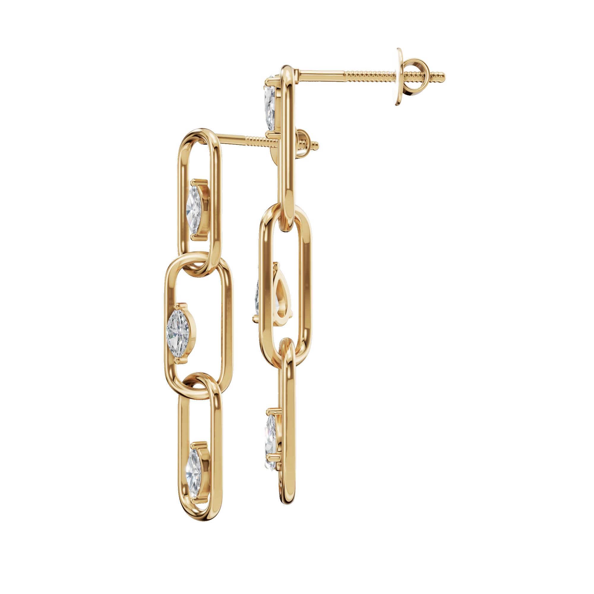 Chain Link Lab Grown Diamond Drop Earrings