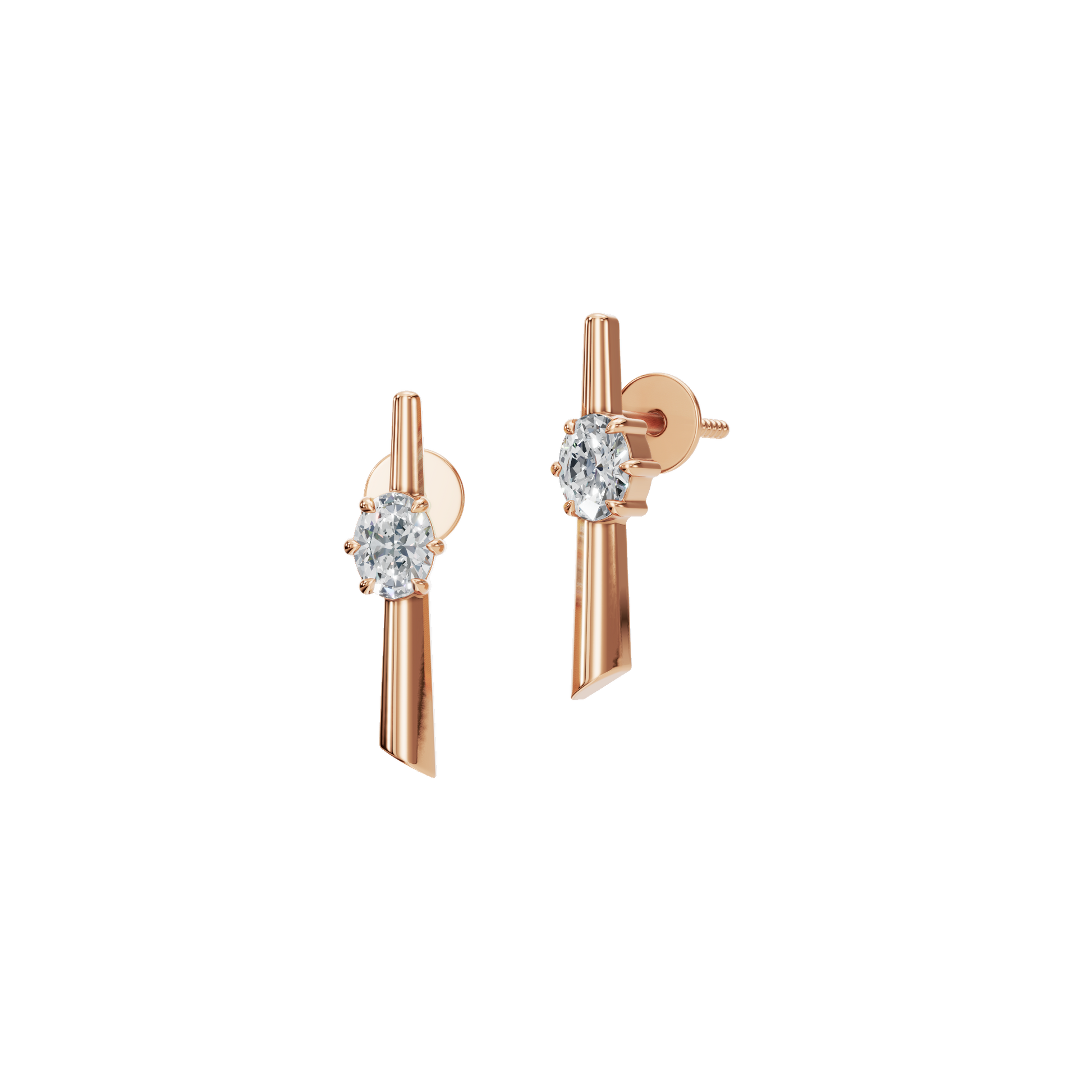 0.40 CTW Must-Have Oval Diamond Earrings – Modern Bar Design