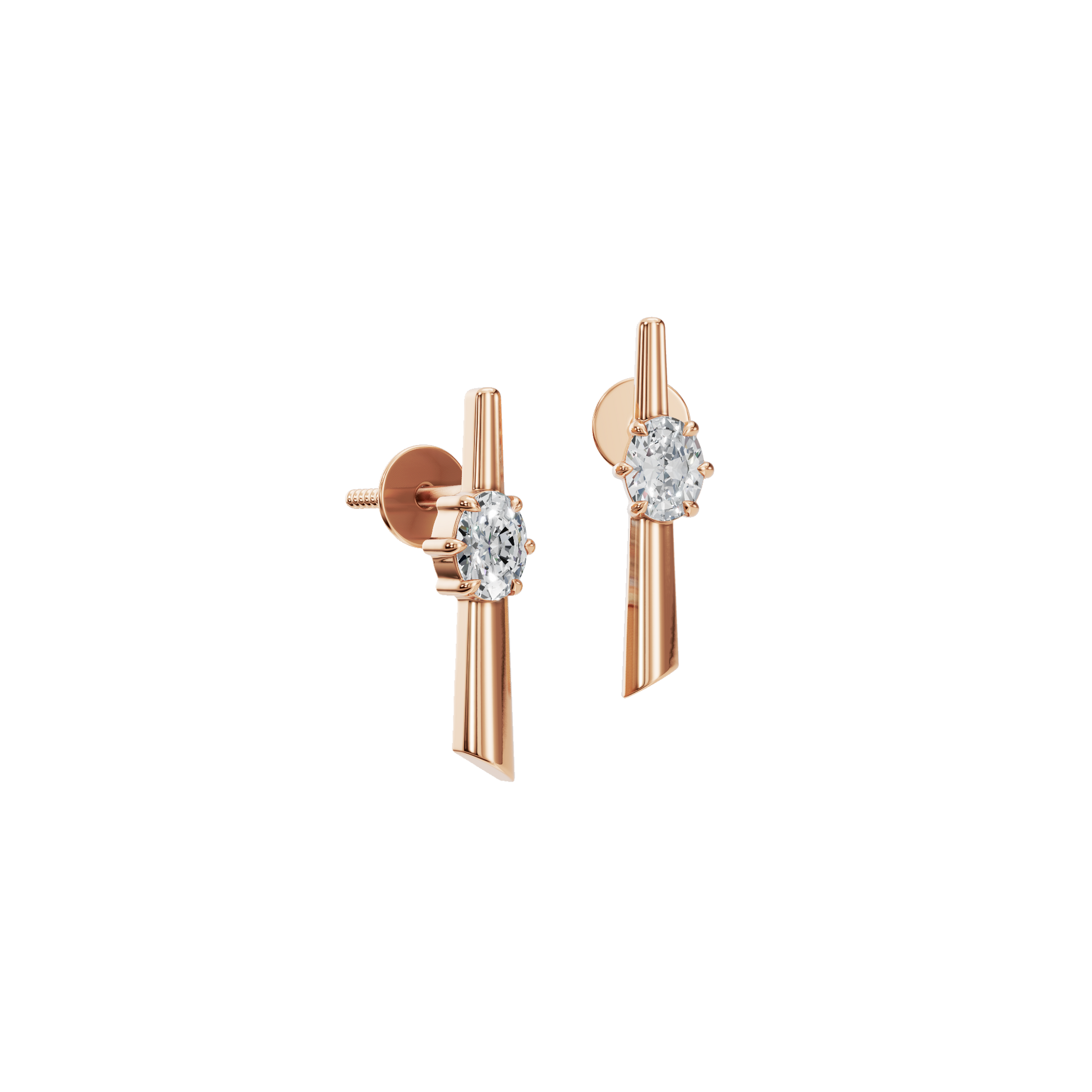 0.40 CTW Must-Have Oval Diamond Earrings – Modern Bar Design