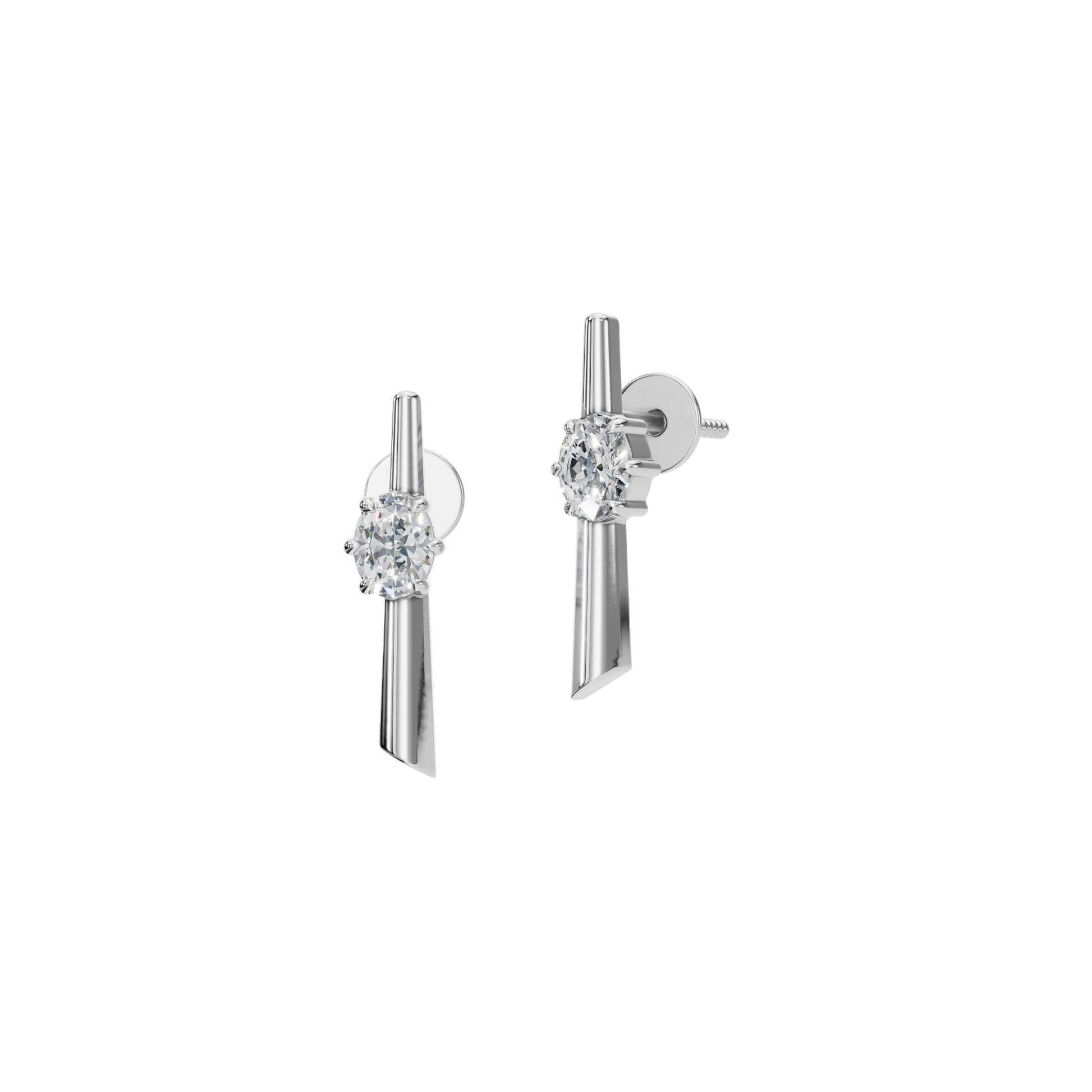 0.40 CTW Must-Have Oval Diamond Earrings – Modern Bar Design
