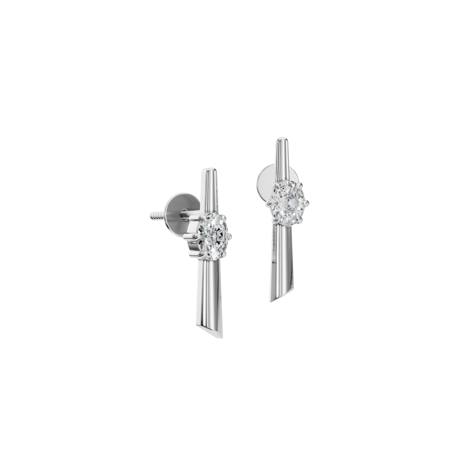 0.40 CTW Must-Have Oval Diamond Earrings – Modern Bar Design