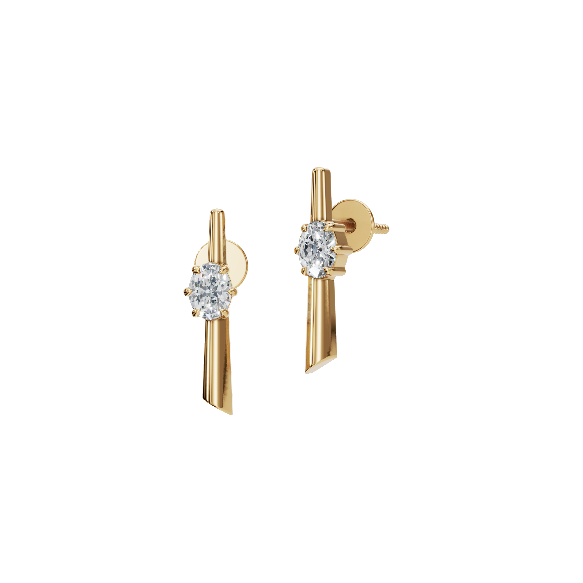 0.40 CTW Must-Have Oval Diamond Earrings – Modern Bar Design