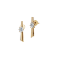 Knife Edge Oval Cut Diamond Bezel Set Bar Stud Earrings