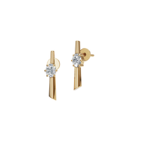 Knife Edge Oval Cut Diamond Bezel Set Bar Stud Earrings