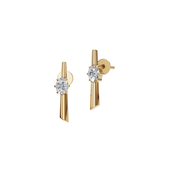 0.40 CTW Oval Lab Grown Diamond Bar Stud Earrings | Modern Minimalist Gold Earrings