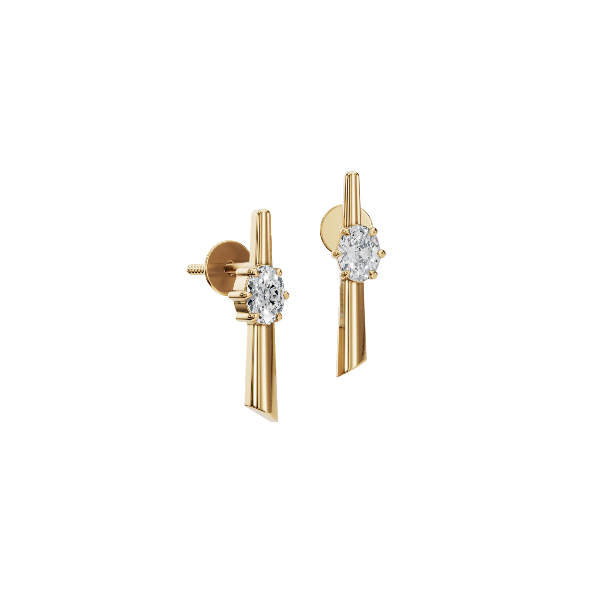 0.40 CTW Must-Have Oval Diamond Earrings – Modern Bar Design