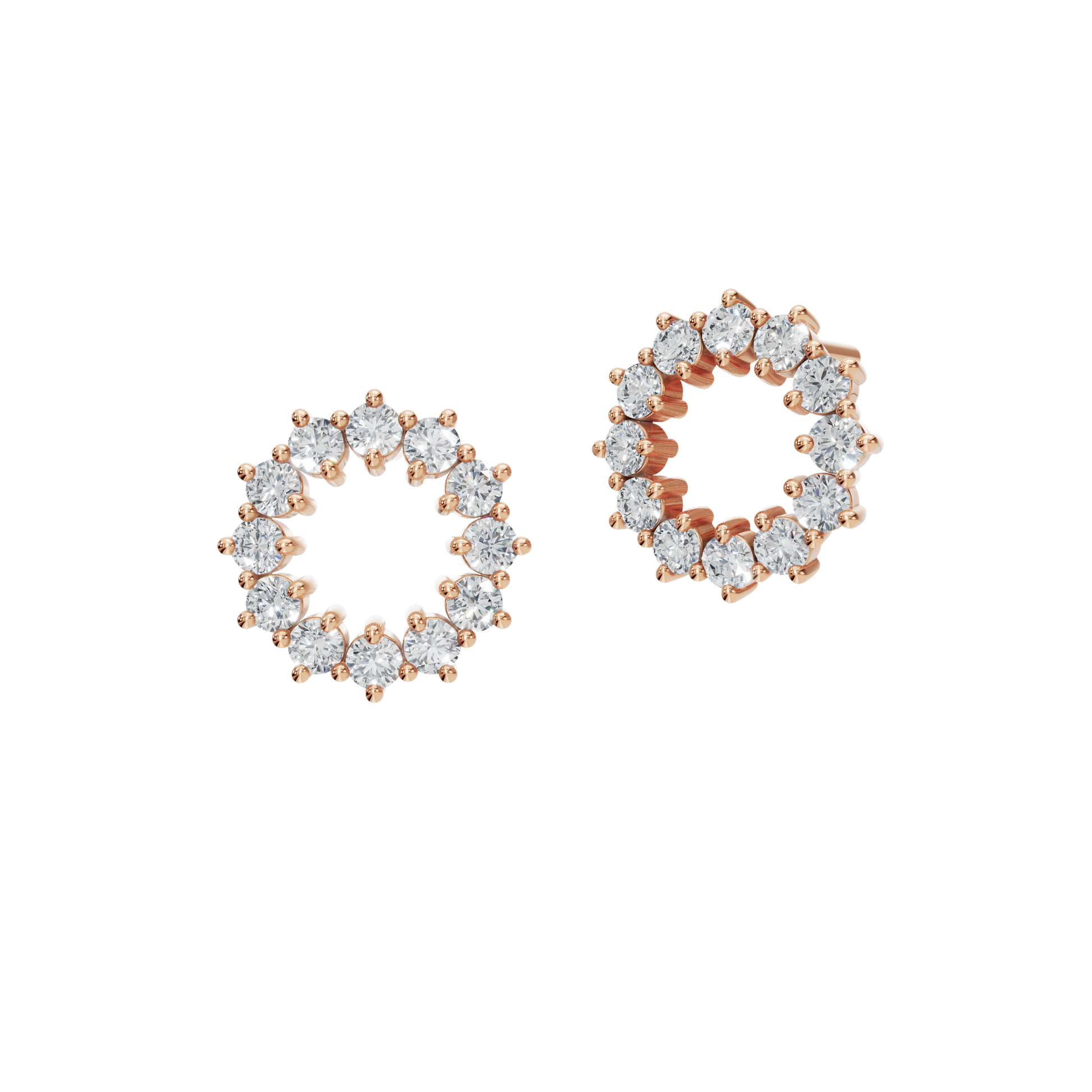 0.50 CTW Round Diamond Halo Circle Earrings in Gold