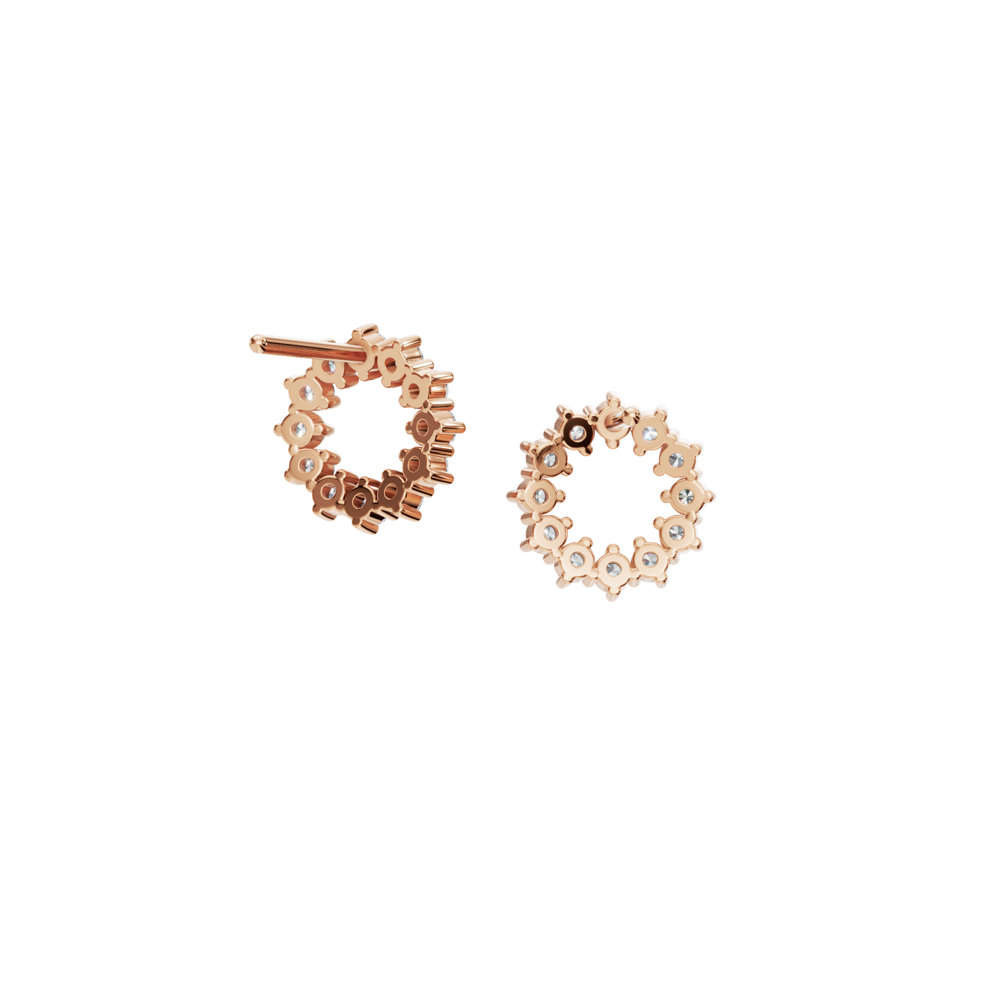 0.50 CTW Round Diamond Halo Circle Earrings in Gold