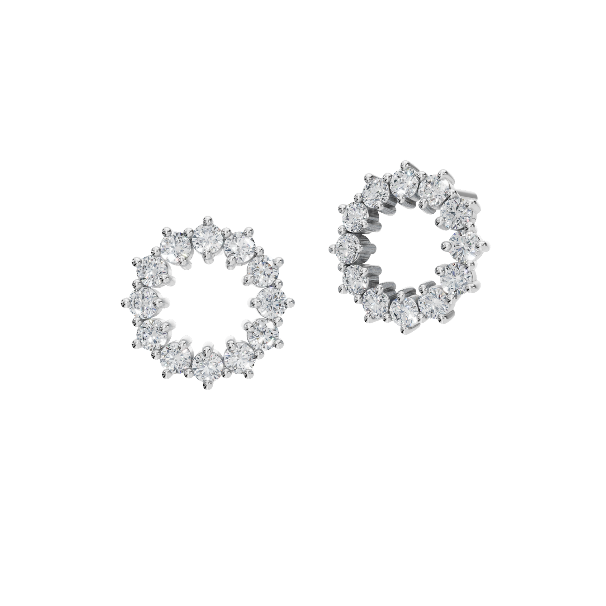 0.50 CTW Round Diamond Halo Circle Earrings in Gold