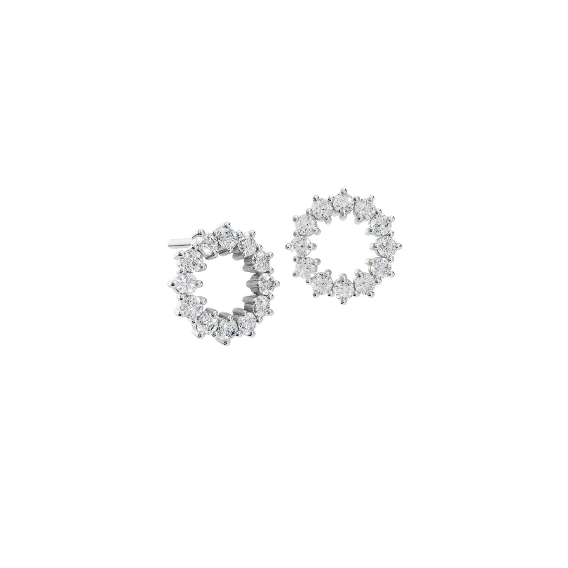 0.50 CTW Round Diamond Halo Circle Earrings in Gold