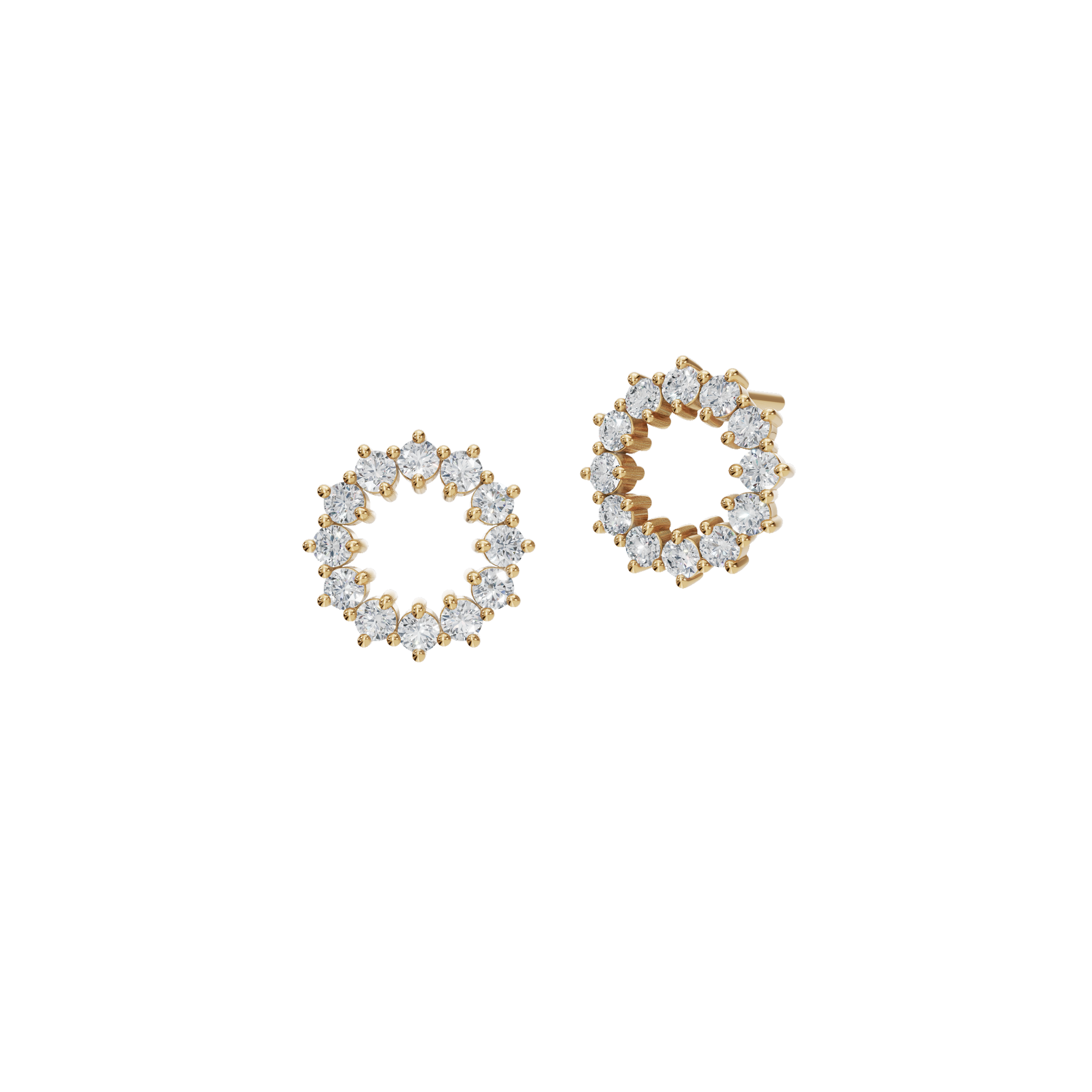 0.50 CTW Round Diamond Halo Circle Earrings in Gold