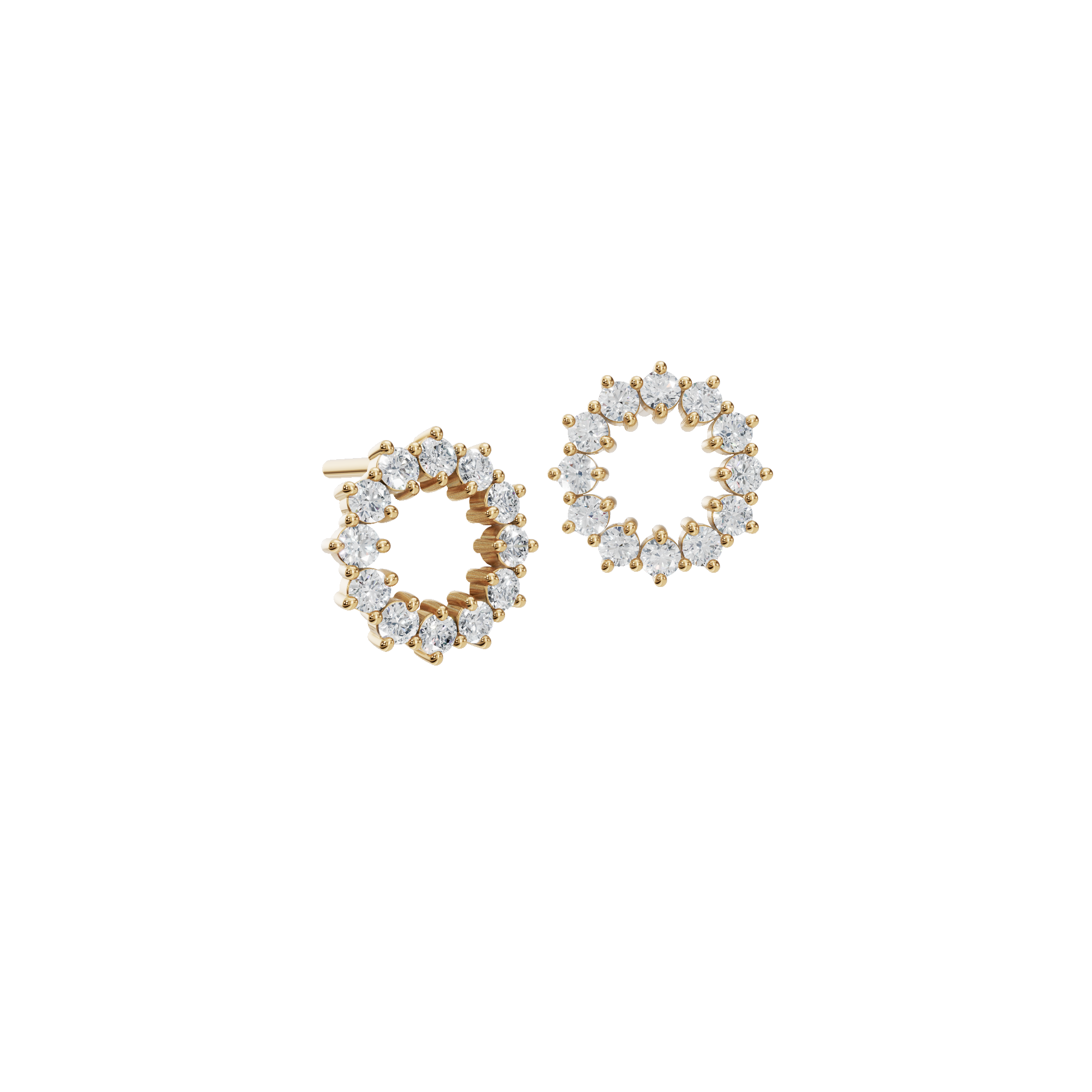0.50 CTW Round Diamond Halo Circle Earrings in Gold