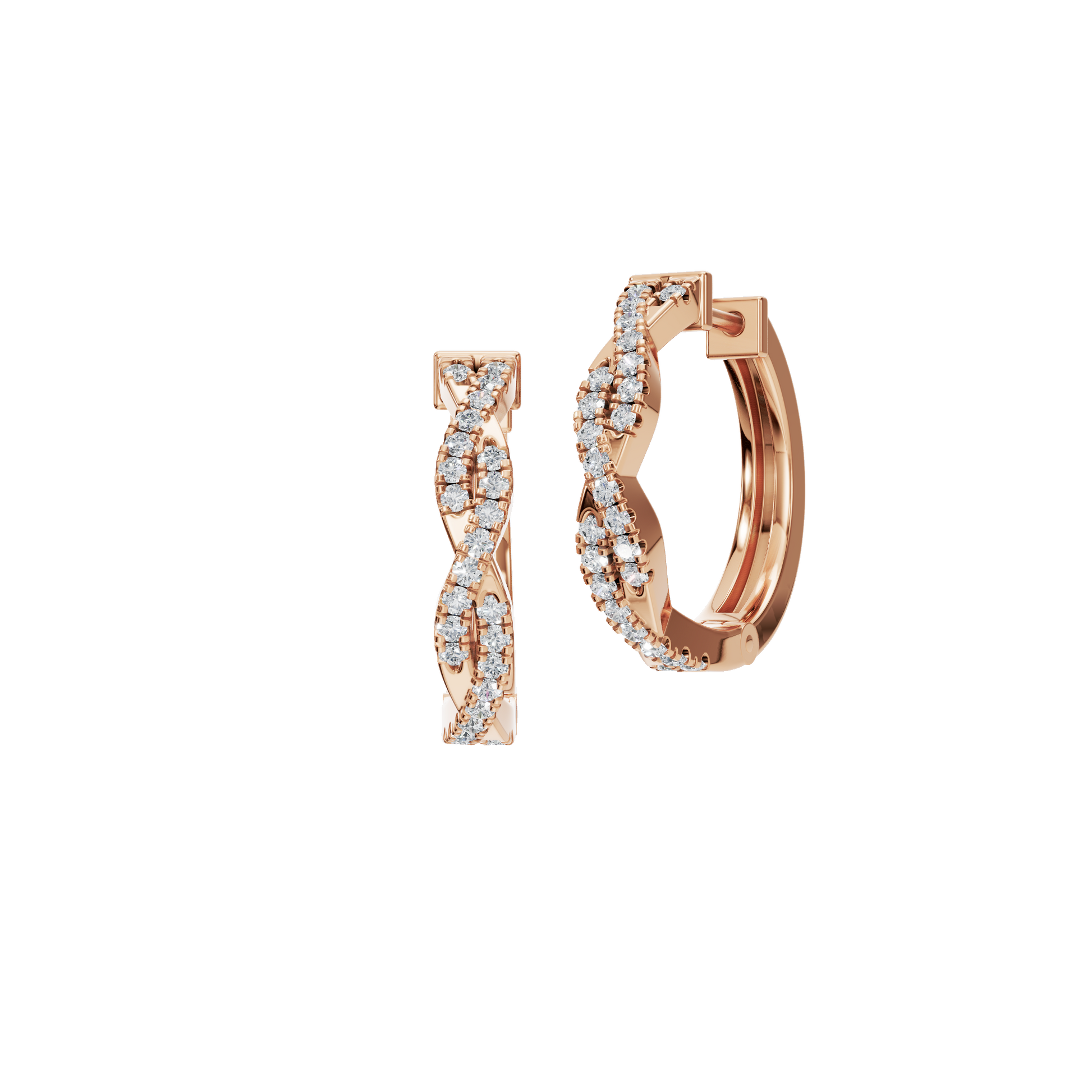 0.25 CTW Lab Grown Diamond Twisted Hoop Earrings | Diamond Infinity Huggie Hoops