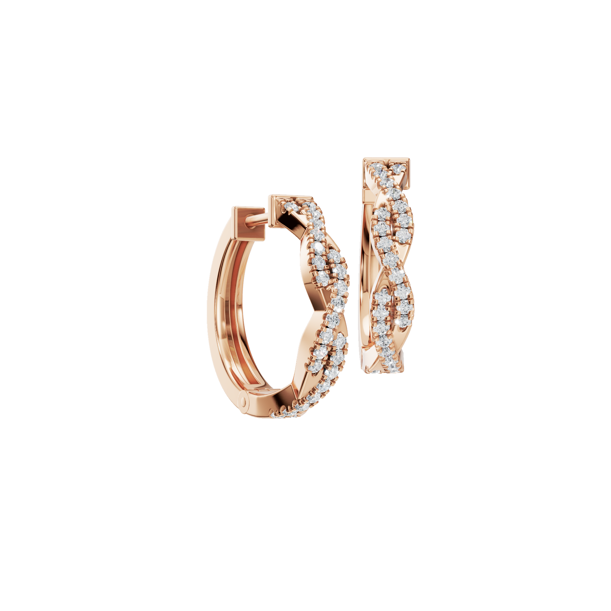 0.25 CTW Lab Grown Diamond Twisted Hoop Earrings | Diamond Infinity Huggie Hoops