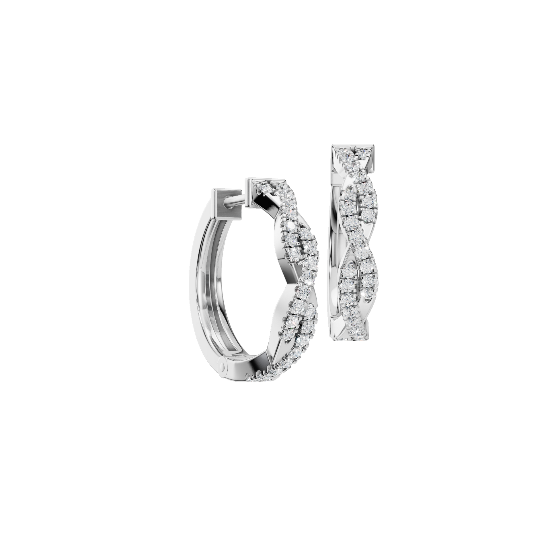 0.25 CTW Lab Grown Diamond Twisted Hoop Earrings | Diamond Infinity Huggie Hoops