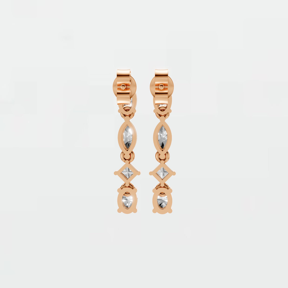 Rosalind Oval Marquise Princess Diamond Drop Earrings