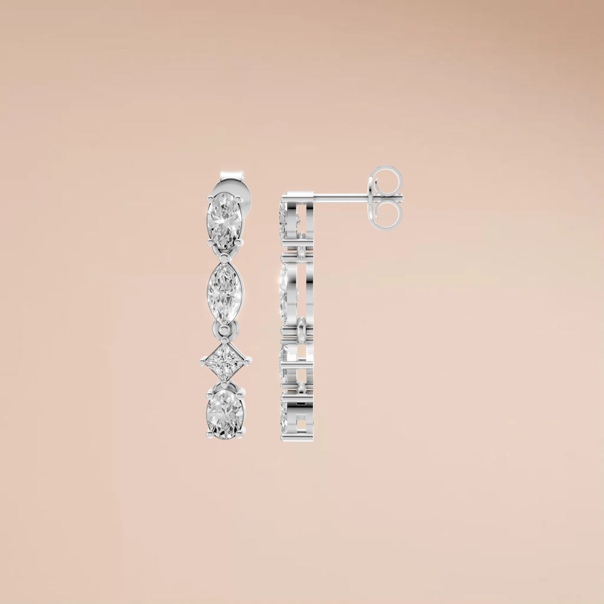 Rosalind Oval Marquise Princess Diamond Drop Earrings