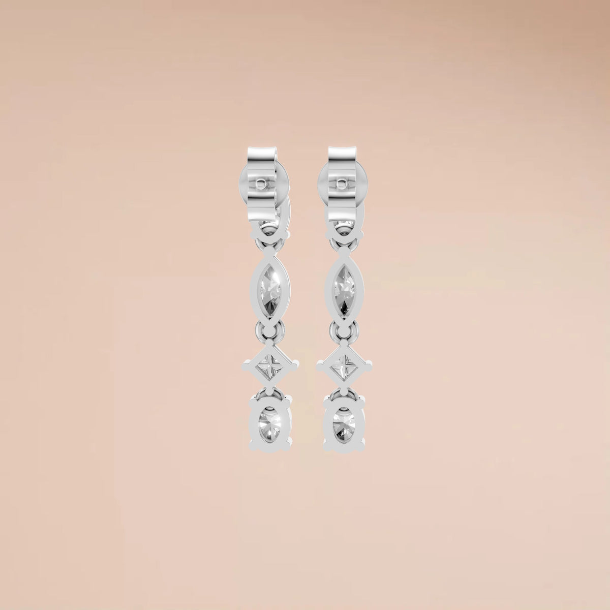 Rosalind Oval Marquise Princess Diamond Drop Earrings