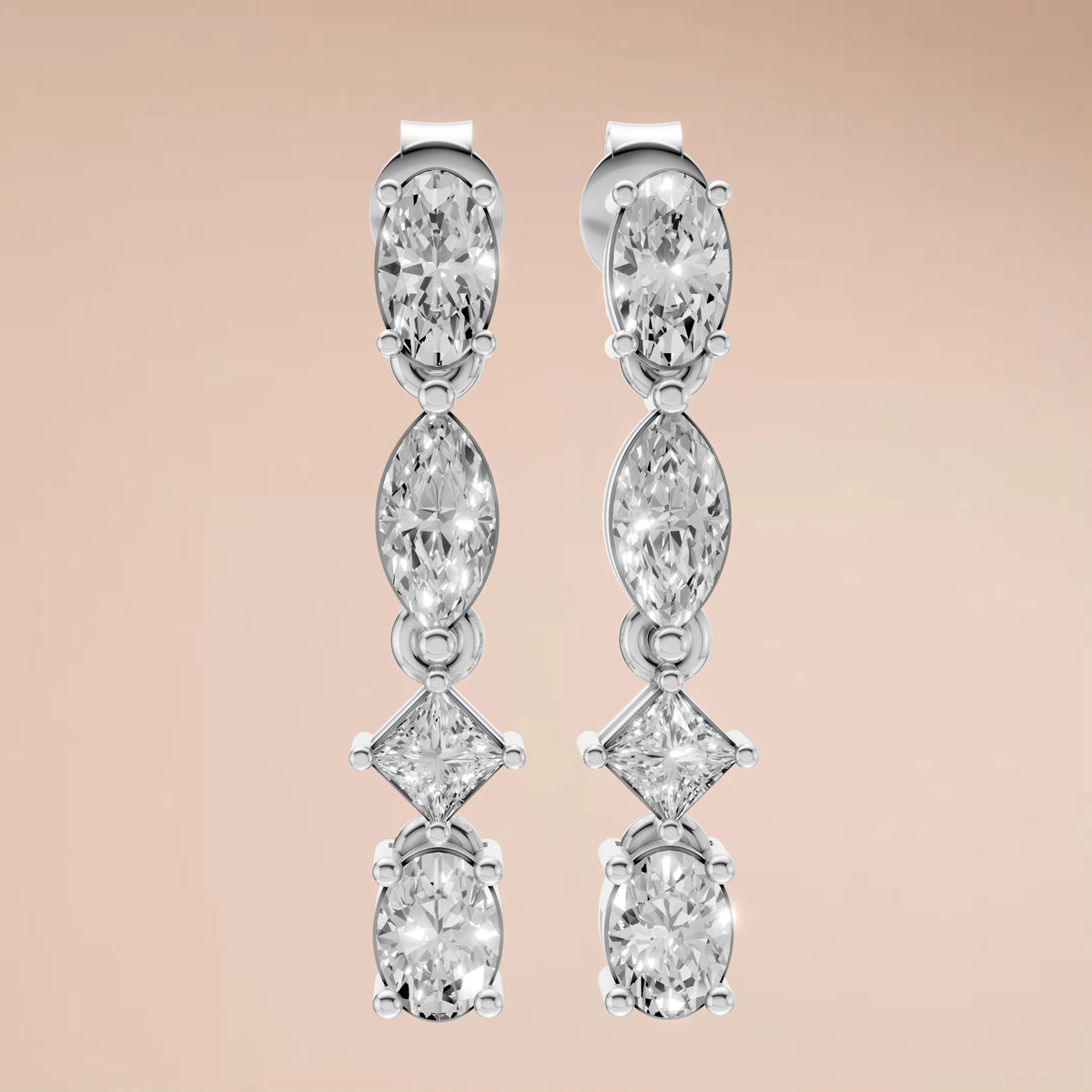 Rosalind Oval Marquise Princess Diamond Drop Earrings